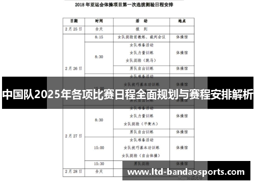 中国队2025年各项比赛日程全面规划与赛程安排解析 中国队2025年各项比赛日程全面规划与赛程安排解析